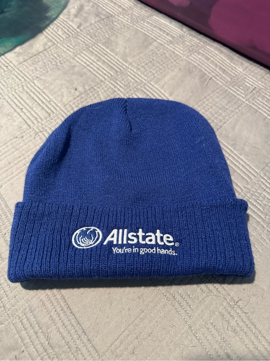 Other - Blue Knit Beanie with Embroidered Logo